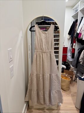 Sleeveless Beige Tiered Maxi Dress - Classic Summer Style